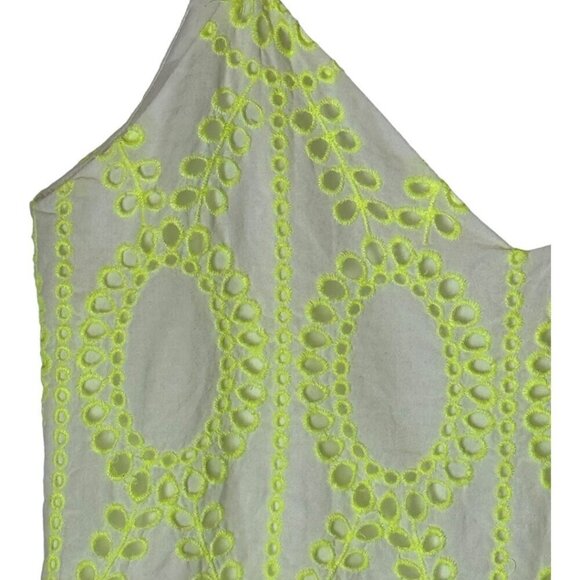 DV Dolce Vita Romper Women Small Yellow Neon‎ Eyelet Lace V Neck Tie Back Shorts - Picture 7 of 12